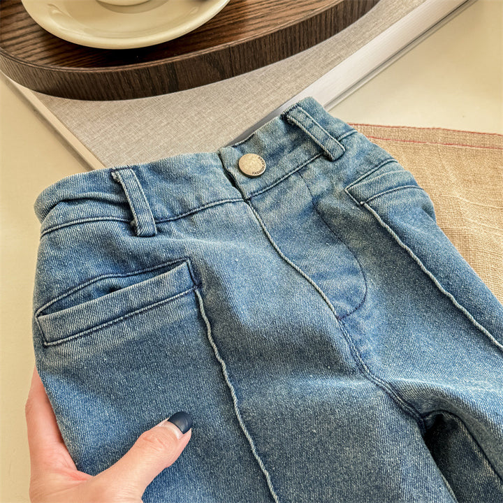 【80-130】センタープレスデニムパンツ