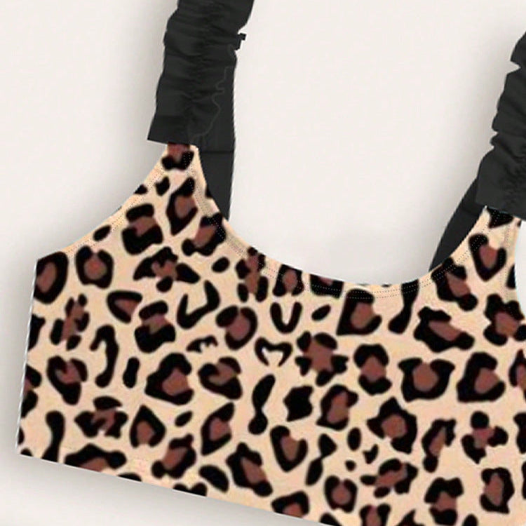 【90-120】フリルデザイン総柄セパレートスイムウェア