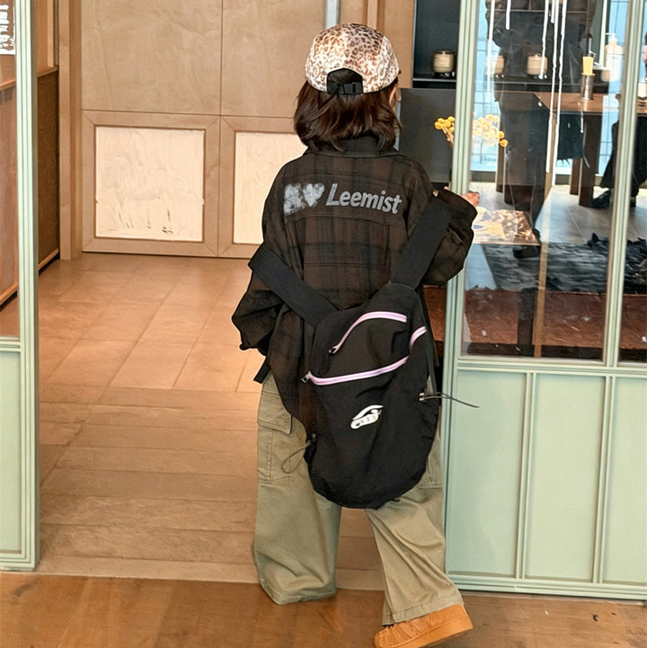 【90-150】バックロゴチェック柄シャツ