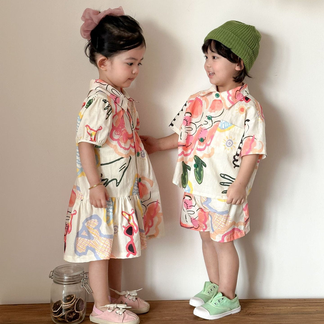 【80-150】カラフルキュートデザインワンピース