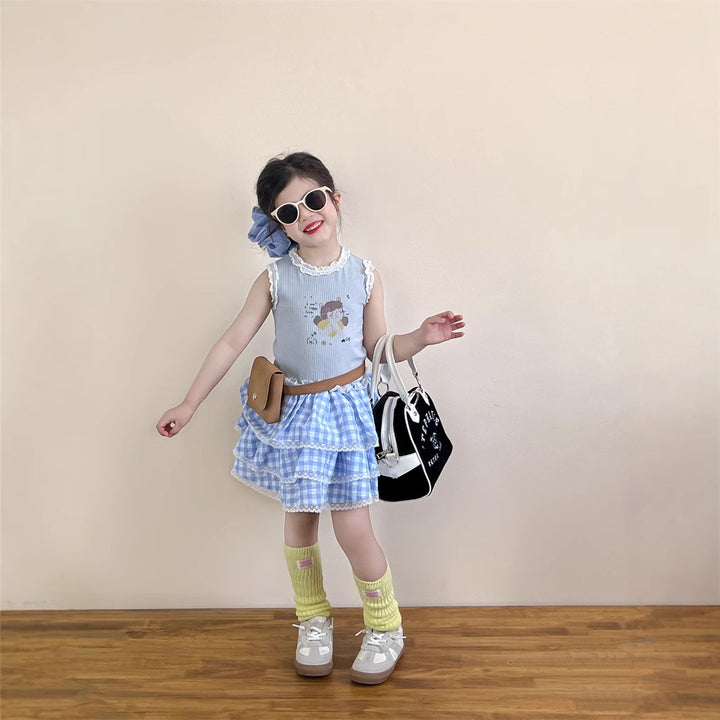 【90-140】フロントイラストノースリーブトップス