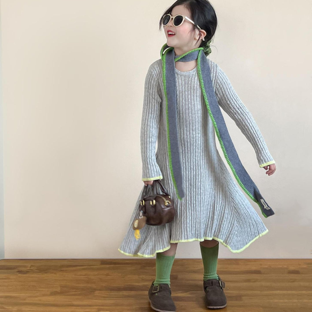 【90-140】アシンメトリーニットワンピース