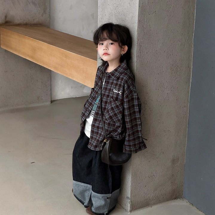 【90-150】ヘムデザインワイドデニムパンツ