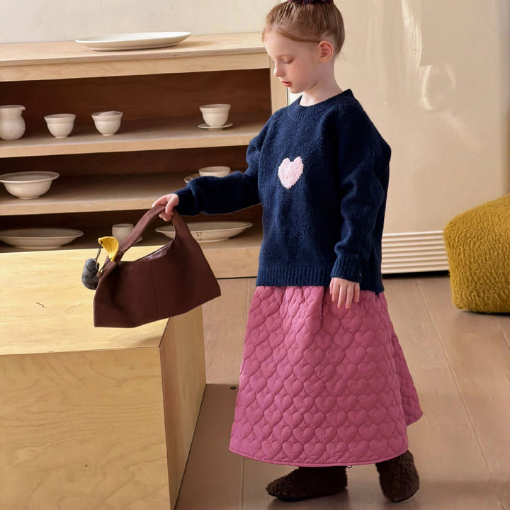 【90-150】ハートキルティングロングスカート