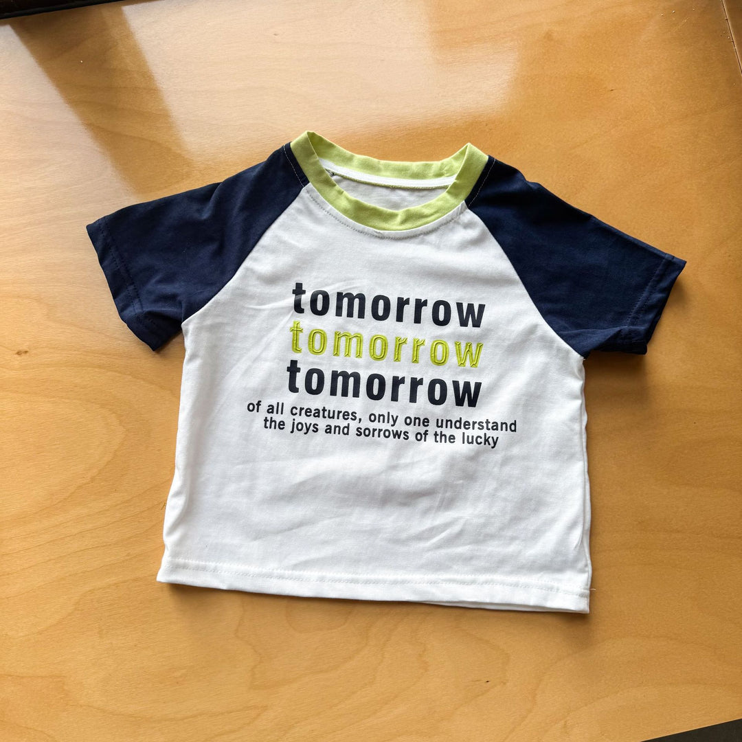 【80-150】英字ロゴラグランスリーブTシャツ