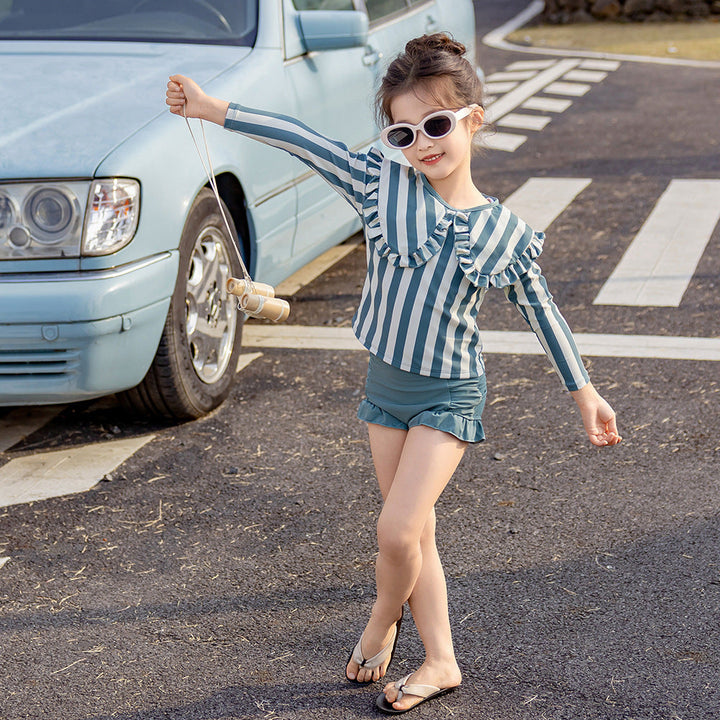 【90-140】ビッグカラーチェック柄セパレートスイムウェア