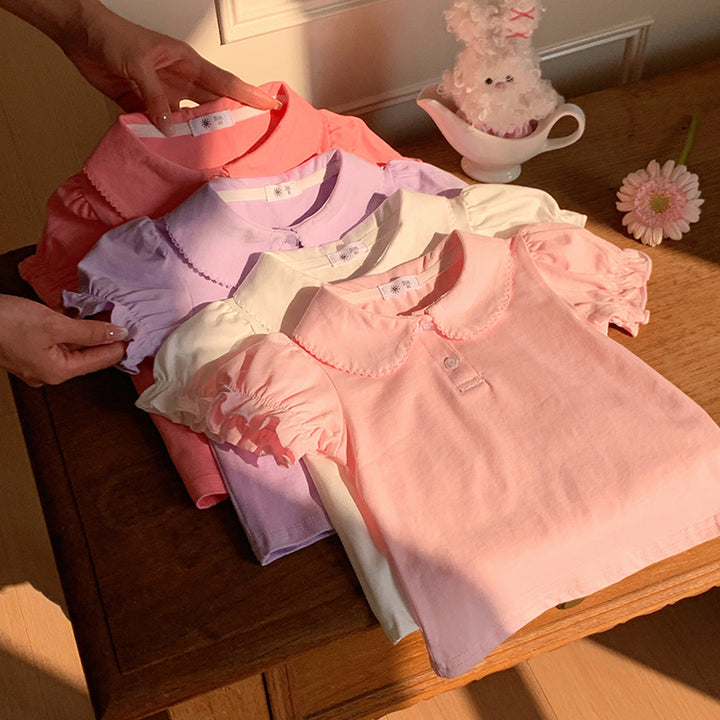 【90-140】パフスリーブポロシャツ