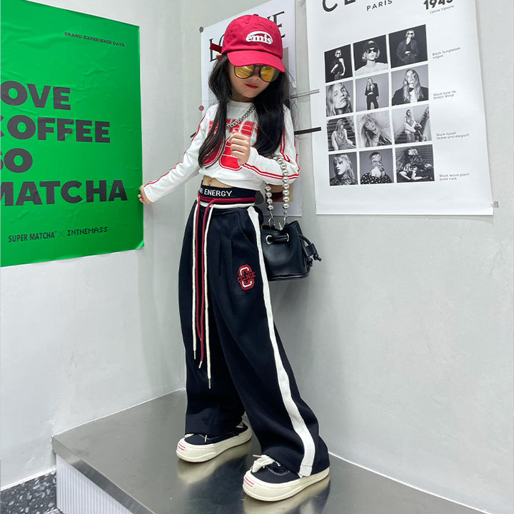 【110-150】ウエストデザインロングパンツ