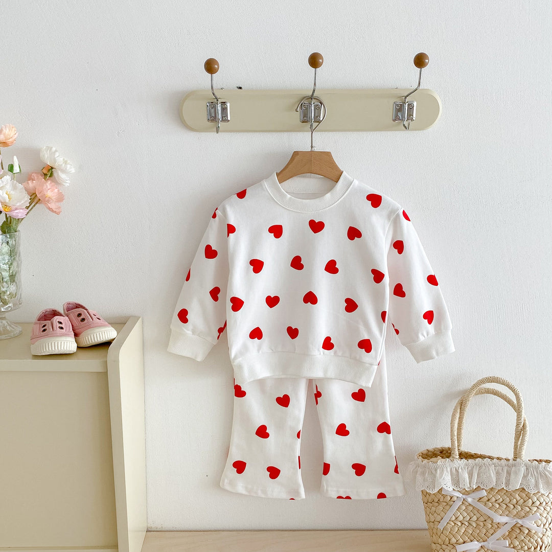 【80-130】ハート柄スウェットセットアップ