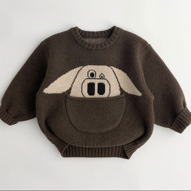 【80-130】ポケットアニマル柄セーター