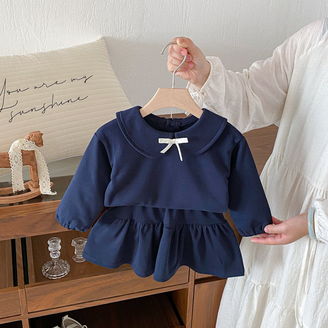 【73-110】ワンポイントリボントップス×スカートセット