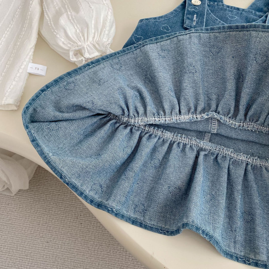 【73-120】ハートデザインサロペットデニムスカート