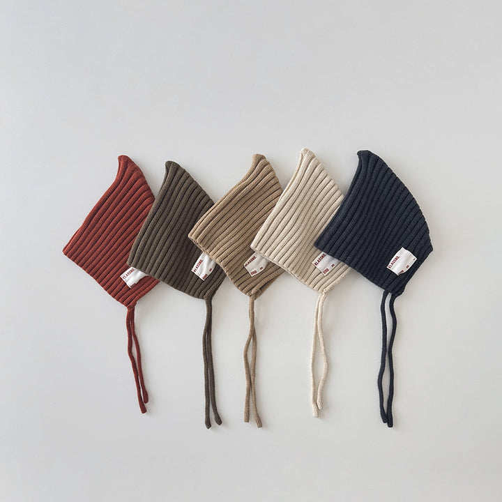 【42-49cm】あご紐付きリブニット帽