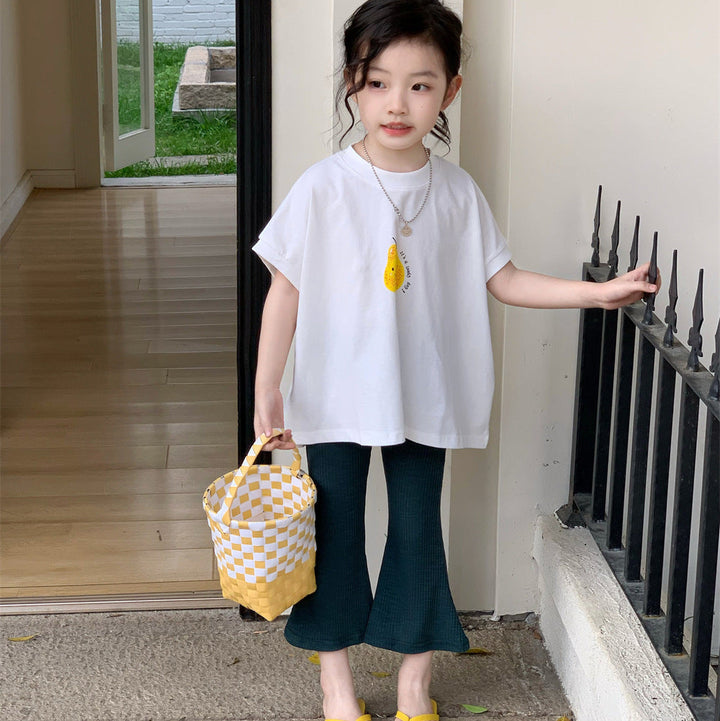 【90-140】洋ナシデザインフレアTシャツ