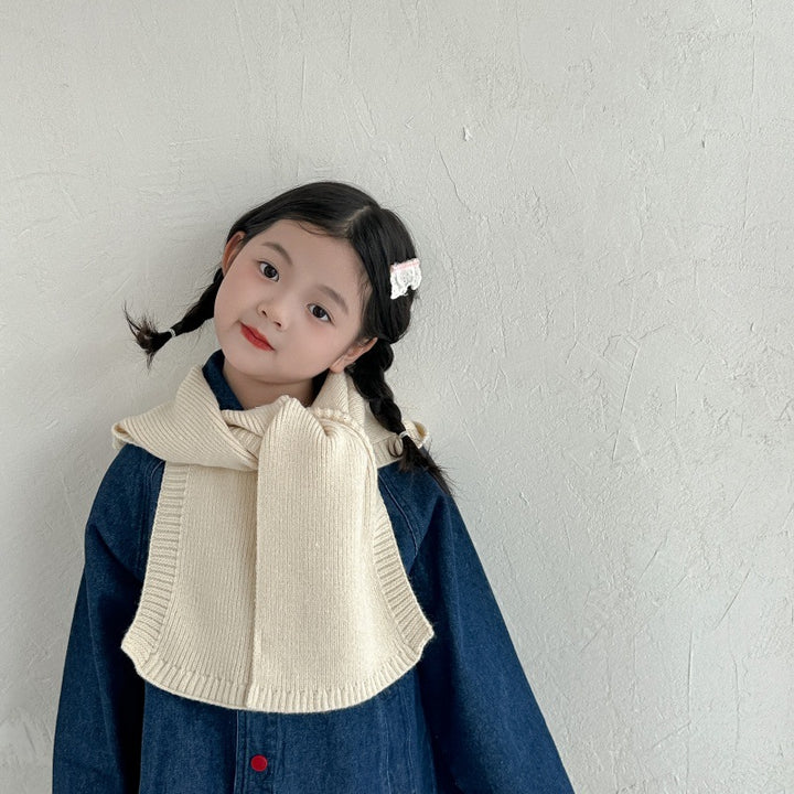 ポンポンフード付きマフラー