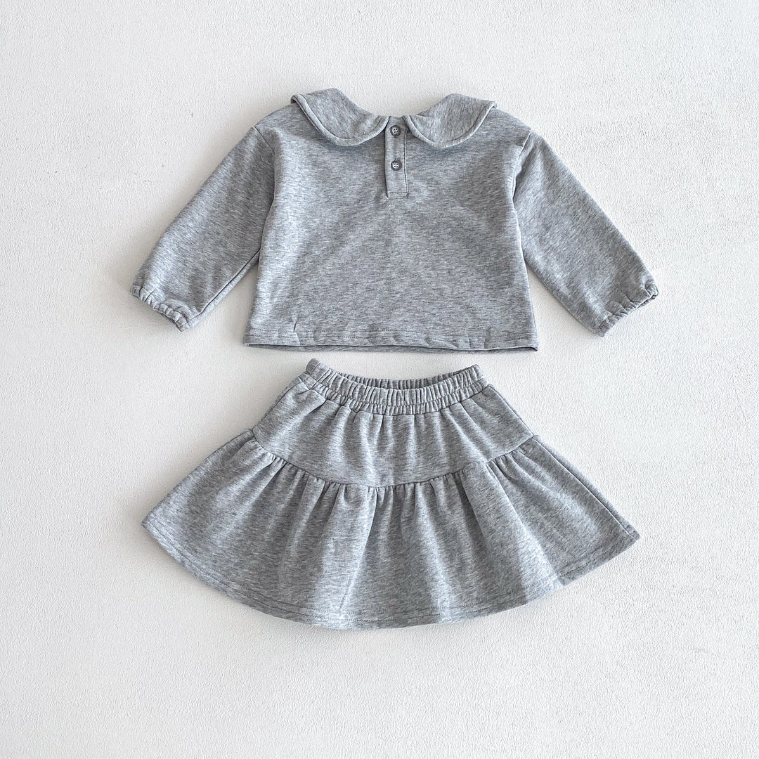 【73-110】ワンポイントリボントップス×スカートセット