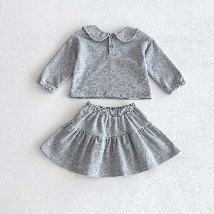 【73-110】ワンポイントリボントップス×スカートセット