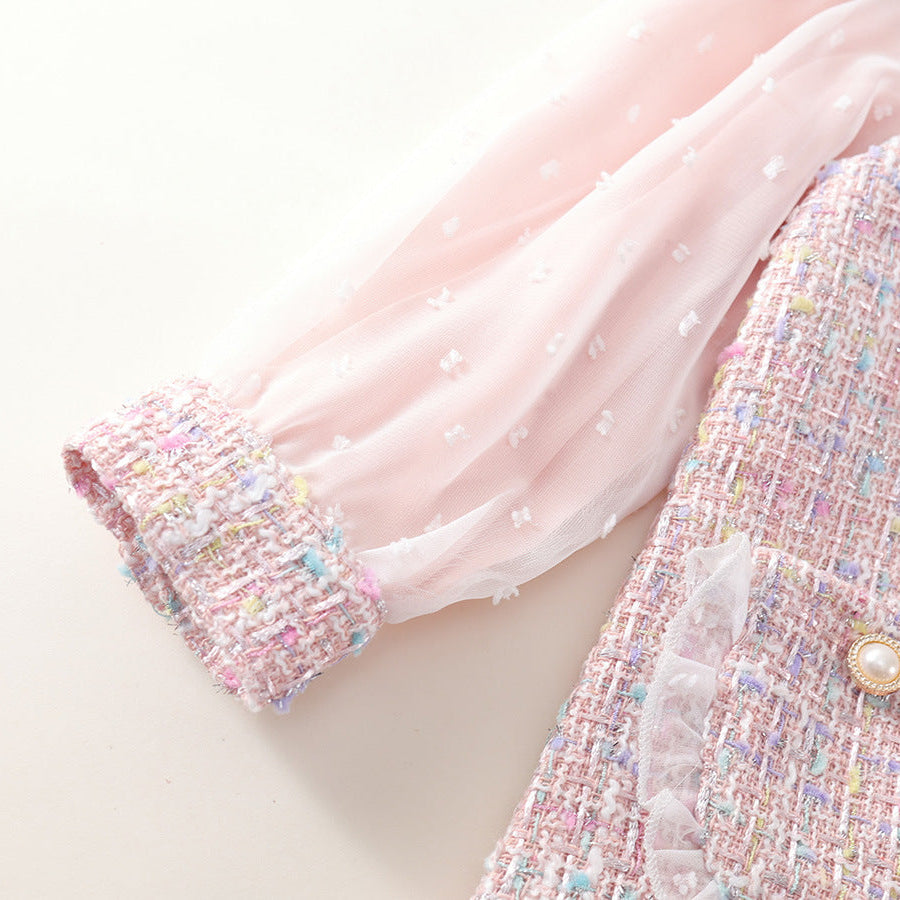 【90-140】レイヤード風長袖ワンピース