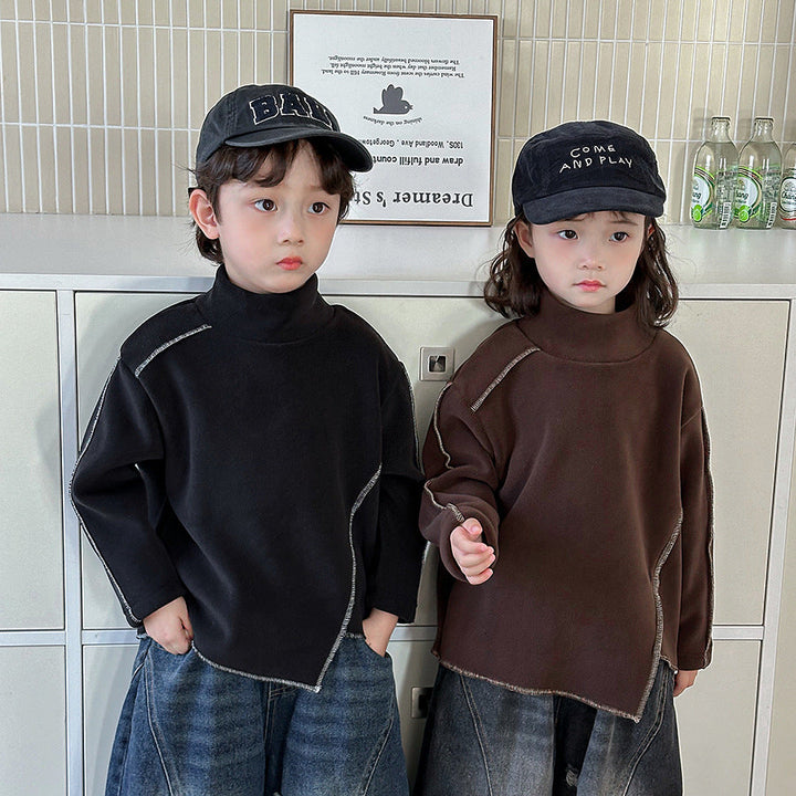 【80-140】アシンメトリーハイネックトップス