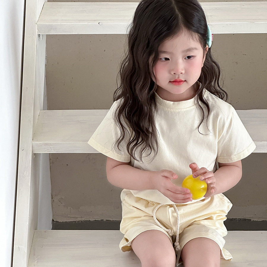 【90-150】シンプルTシャツ×ハーフパンツセット