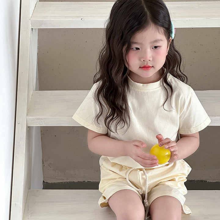 【90-150】シンプルTシャツ×ハーフパンツセット