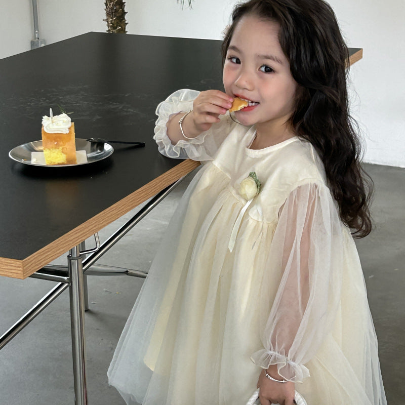 90-130】チュールデザインドレスワンピース｜ELMO-こども服エルモ