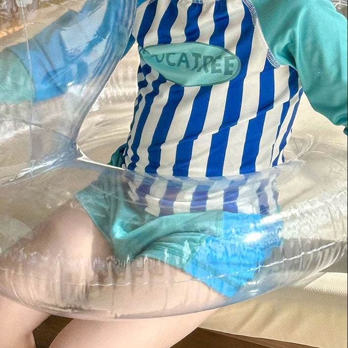 【85-155】ストライプ長袖セパレートスイムウェア