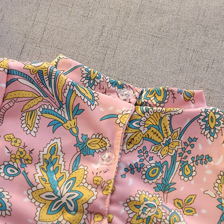 【100-140】フリルデザインパターンプリントスイムウェア