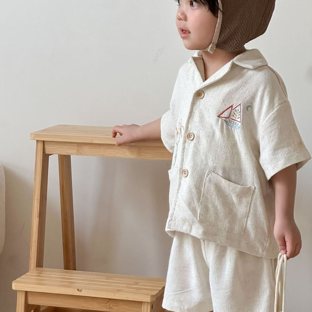 【80-150】ナチュラル半袖セットアップ