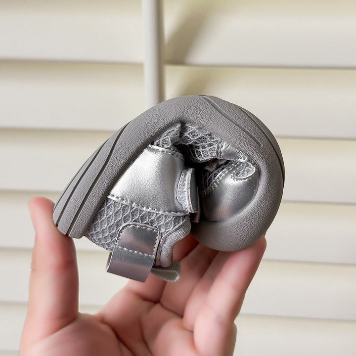 【12.0-16.0】フラワー＆リボンデザインメッシュシューズ