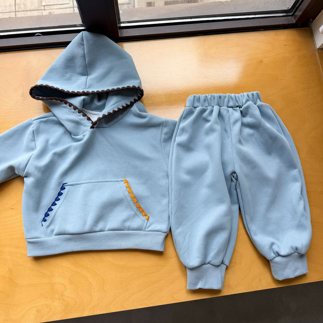 【80-150】刺繍デザインフーディーセットアップ