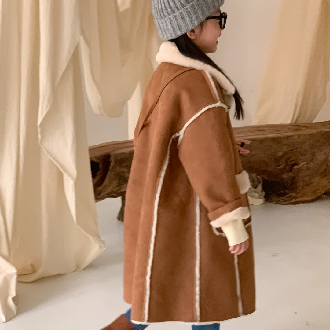 【90-150】フェイクムートンロングコート