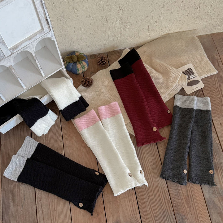 裾ボタンバイカラーレッグウォーマー