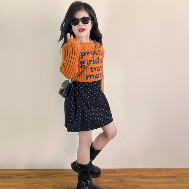 【90-140】フロントロゴリブニットトップス