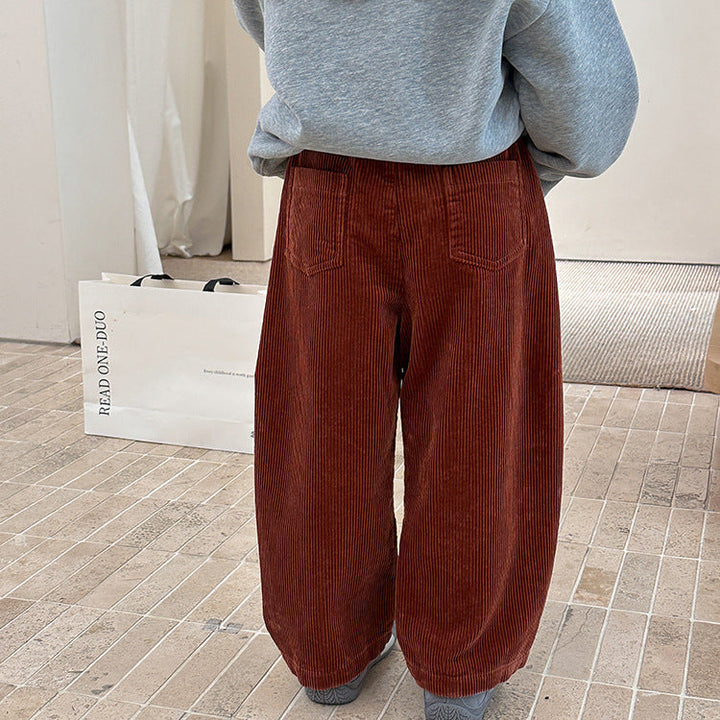 【90-150】シンプルコーデュロイワイドパンツ