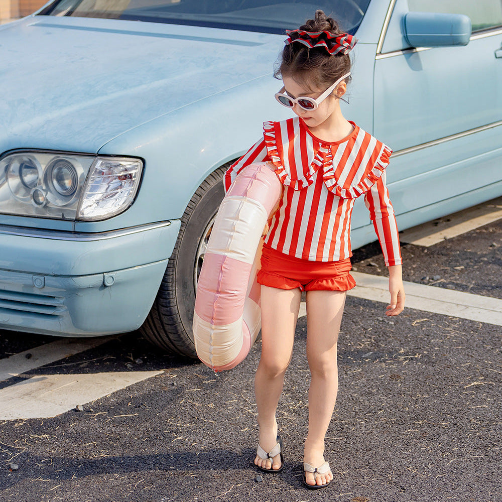 【90-140】ビッグカラーチェック柄セパレートスイムウェア