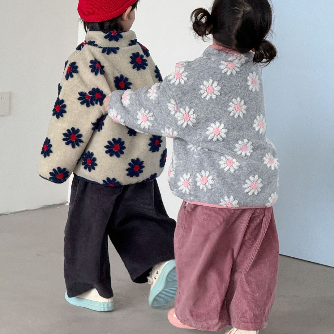 【80-150】花柄ハーフジップトップス