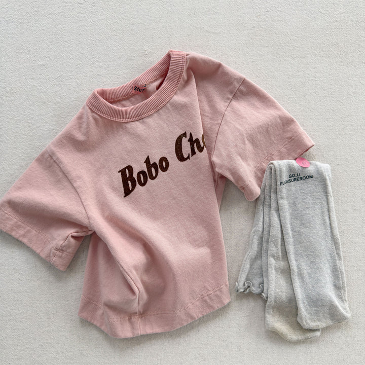 【80-130】英字ロゴプリントTシャツ