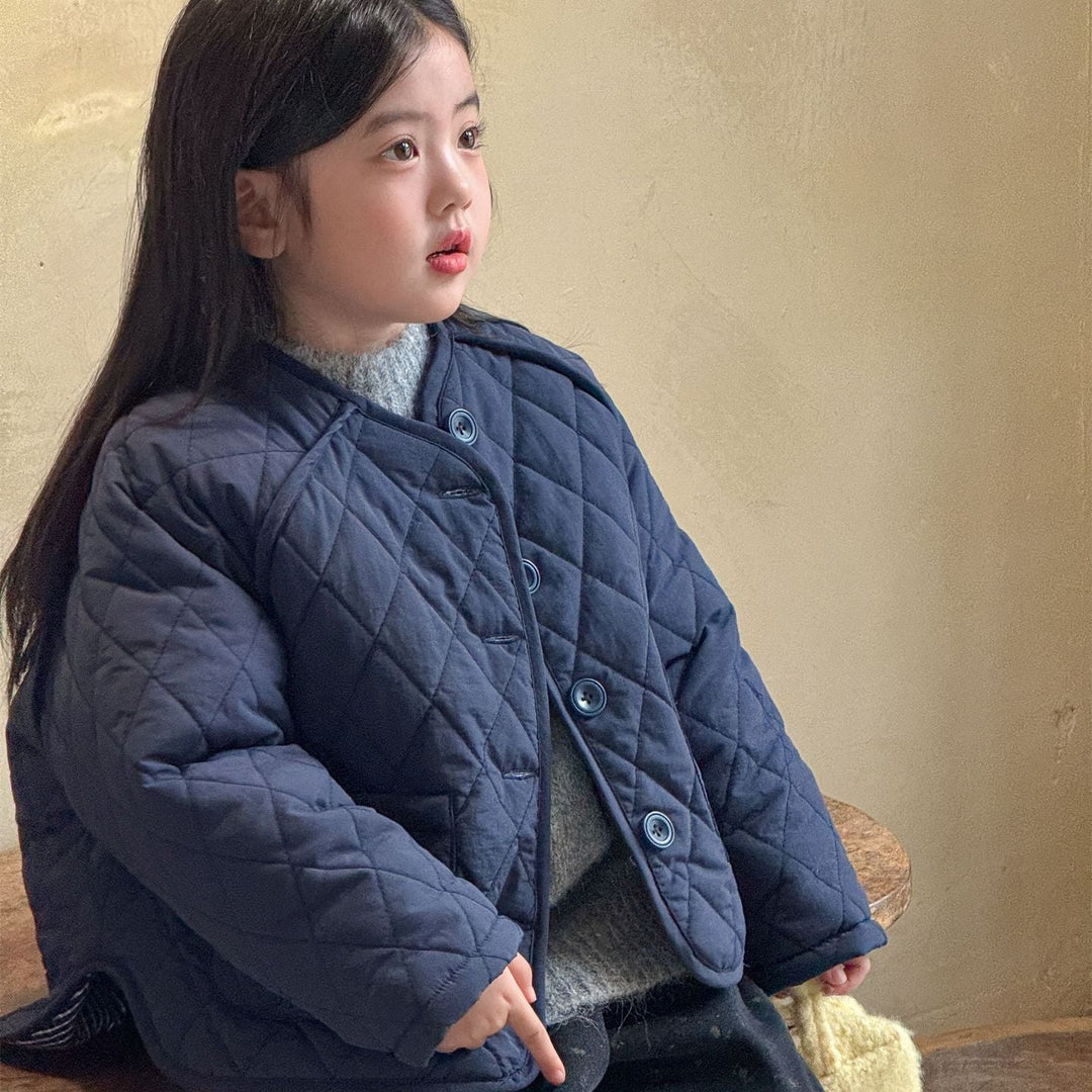 【90-140】ノーカラーシンプルキルティングジャケット