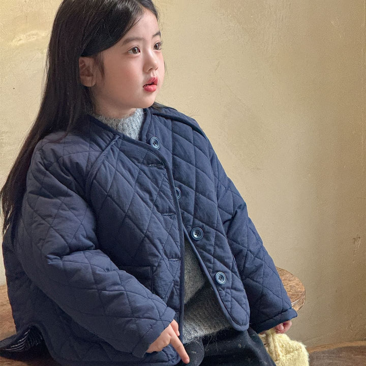 【90-140】ノーカラーシンプルキルティングジャケット