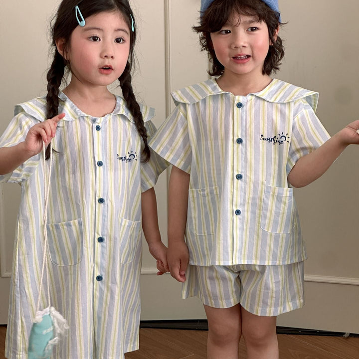 【80-150】ストライプシャツセットアップ