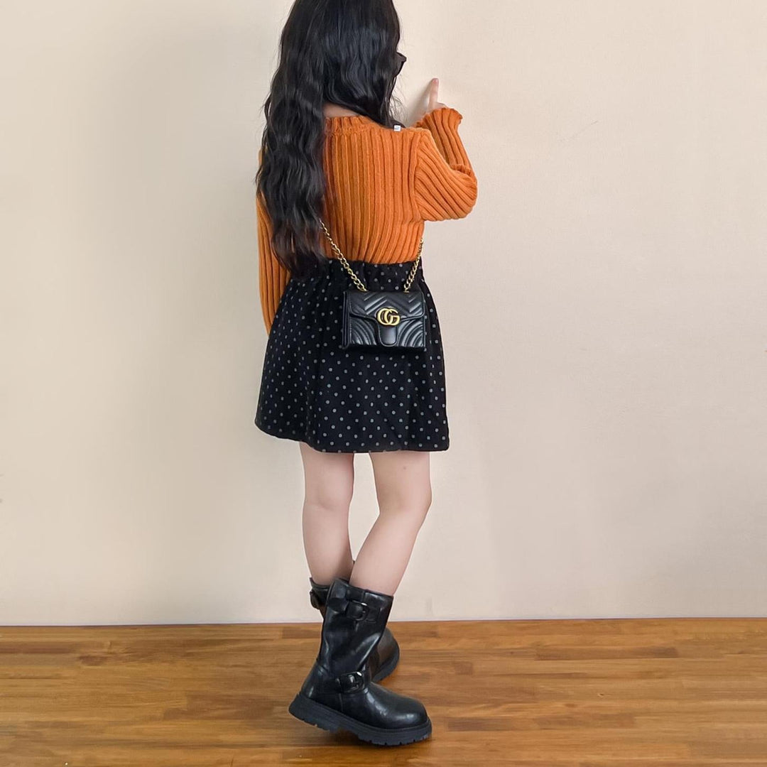 【90-140】フロントロゴリブニットトップス