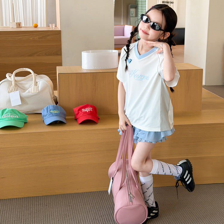 【100-150】ユニフォーム風おしゃれTシャツ