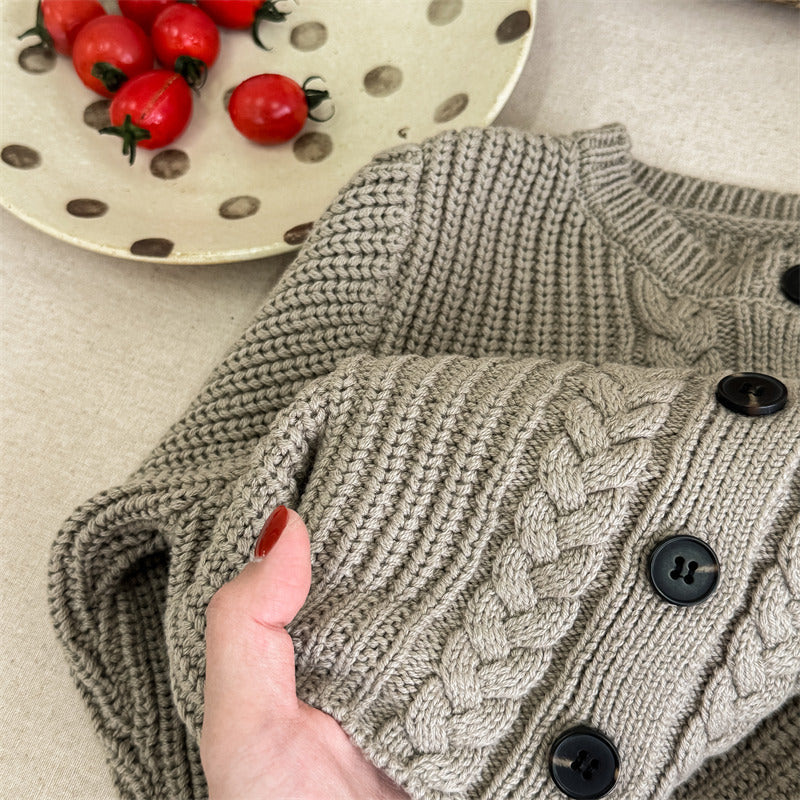 80-130】ケーブル編みニットカーディガン|ELMO-こども服エルモ 80-130】ケーブル編みニットカーディガン|ELMO-こども服エルモ