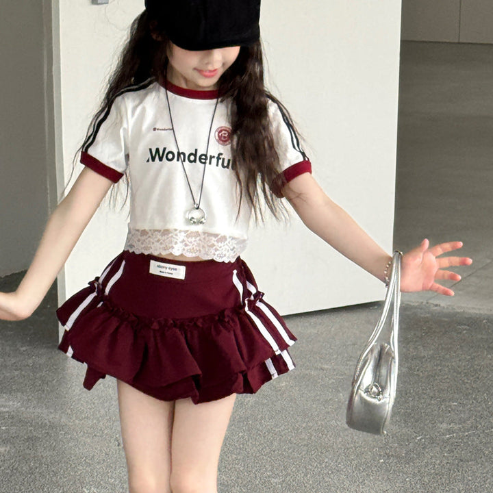 【100-150】サイドラインティアードミニスカート