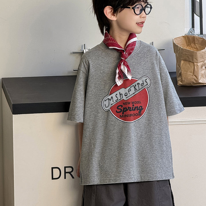 【90-150】ロゴデザインカジュアルTシャツ