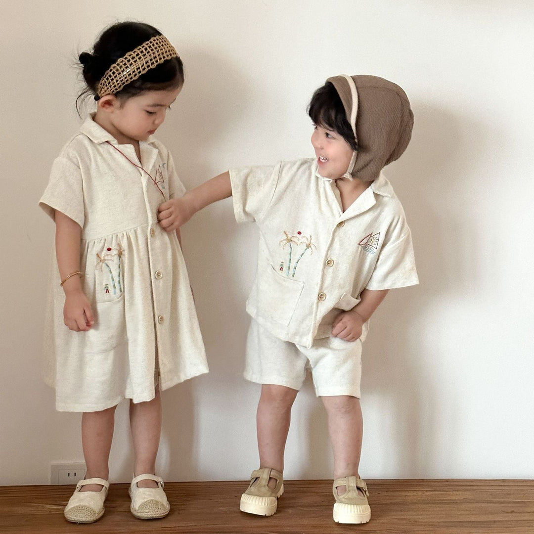 【80-150】ナチュラル半袖セットアップ