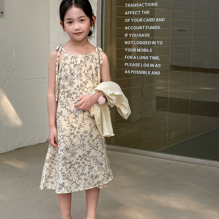 【100-150】ボタニカル柄キャミソールワンピース