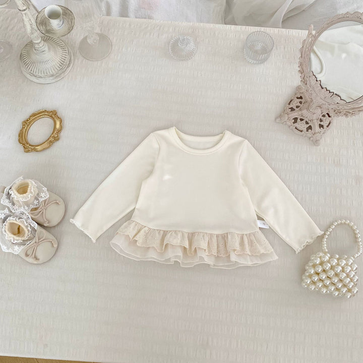 【73-120】レース＆フリルヘムプルオーバー