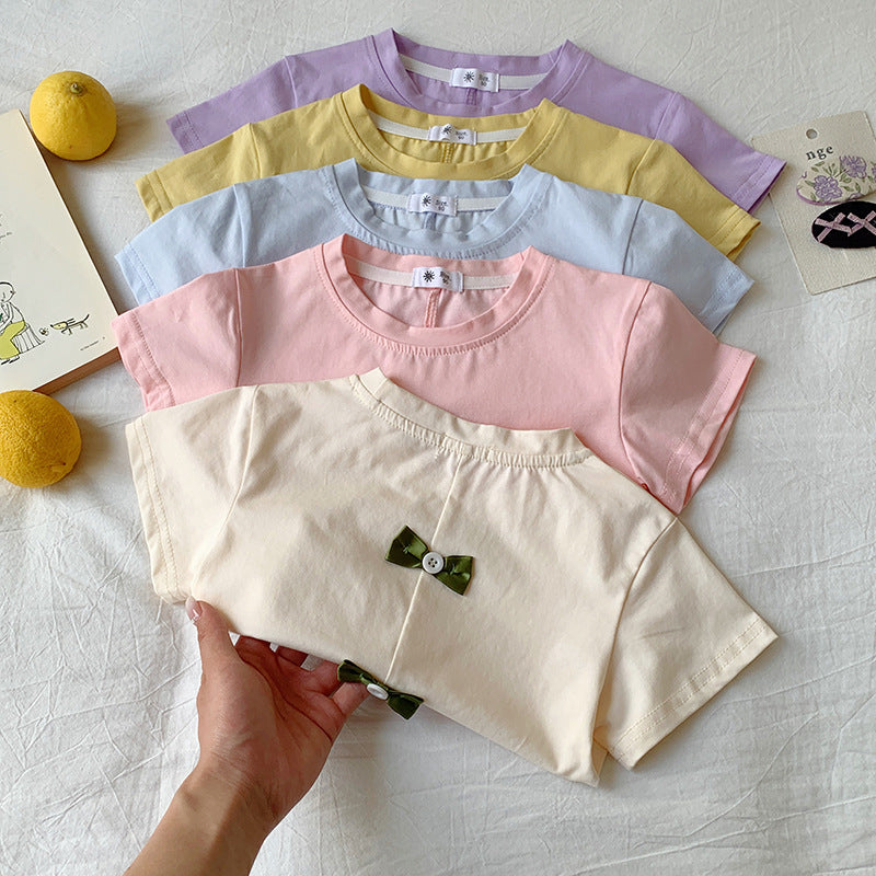 【90-140】バックカット＆リボンTシャツ